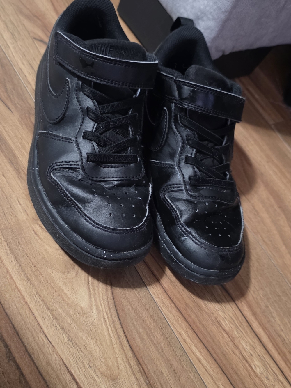 Kids Black Athletic Sneakers with Velcro Strap